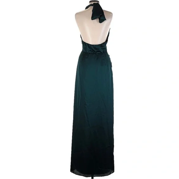 Show Me Your Mumu Adele Halter Maxi Dress in Deep Emerald Luxe Satin M NWT - Picture 12 of 16